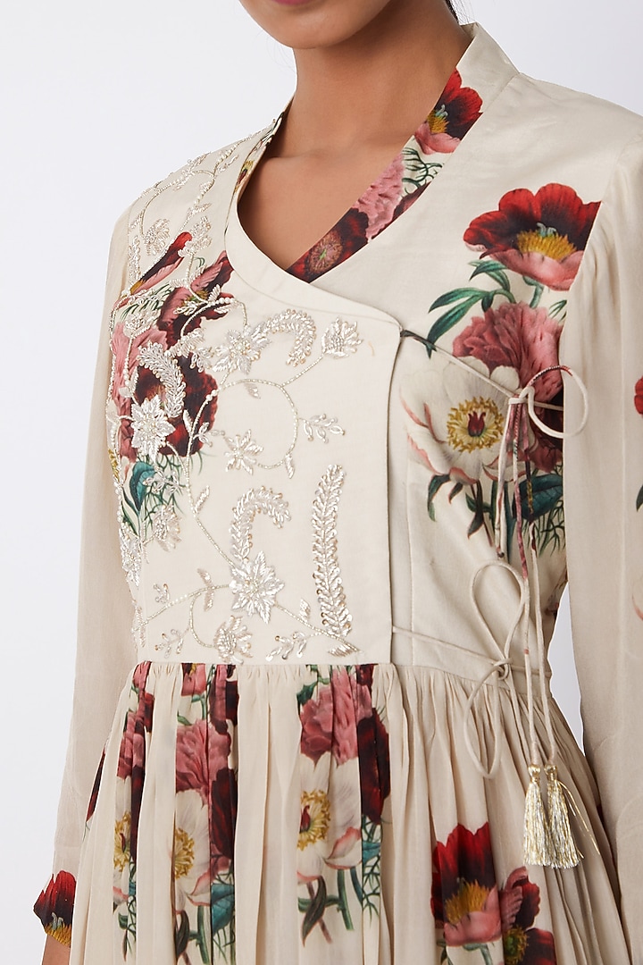 Nude Embellished & Printed Party Wear Anarkali by Archana Shah at Pernia's Pop Up Shop