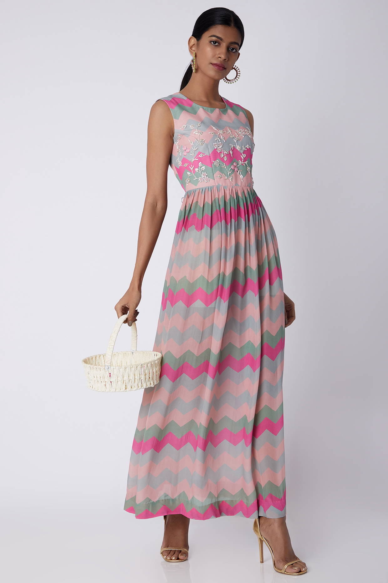 Peach embellished shop maxi dress
