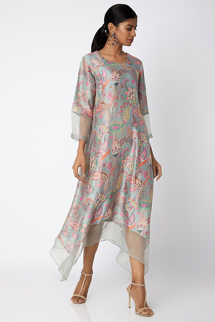 Grey Embellished & Printed Tunic by Archana Shah