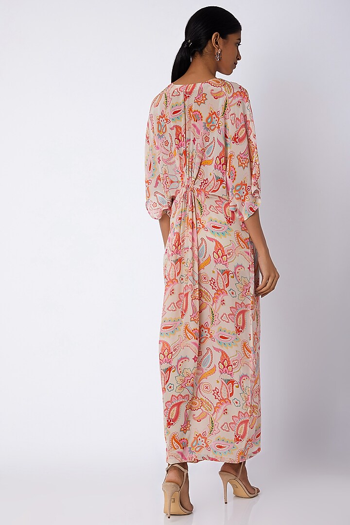 White Embellished & Printed Kaftan Dress by Archana Shah at Pernia's Pop Up Shop