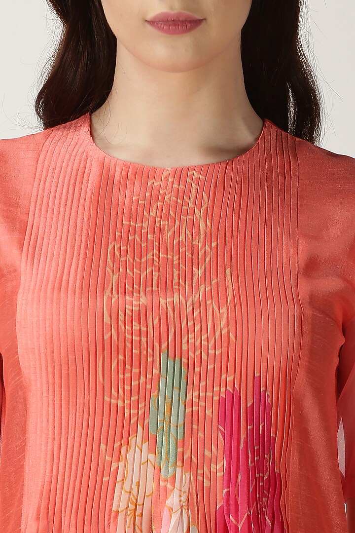 Orange Printed & Embroidered Tunic by Archana Shah at Pernia's Pop Up Shop