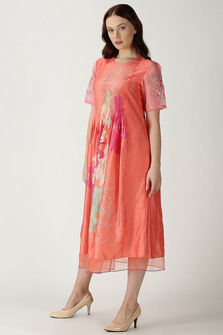 Orange Printed & Embroidered Tunic by Archana Shah at Pernia's Pop Up Shop