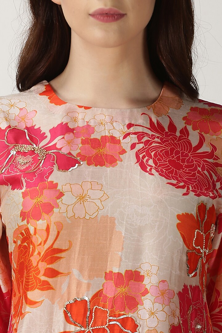 White Printed & Embroidered Tunic by Archana Shah at Pernia's Pop Up Shop