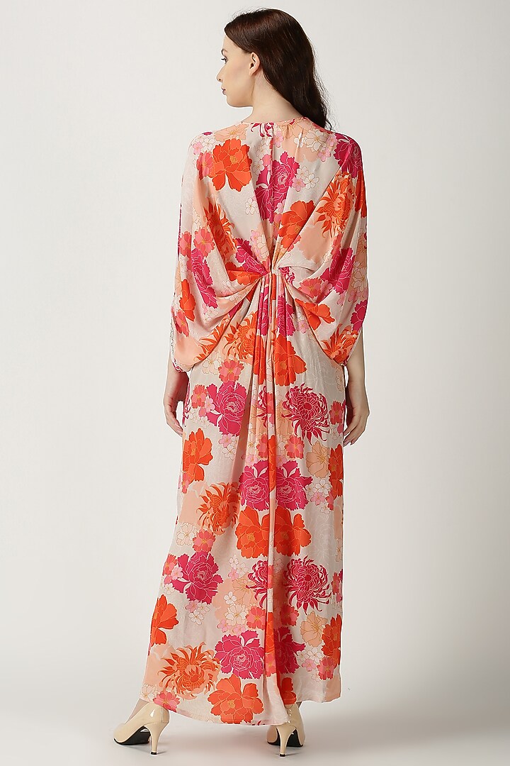 White Printed & Embroidered Kaftan by Archana Shah at Pernia's Pop Up Shop