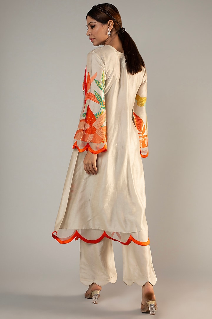 Black & Brown Printed Pure Bemberg Modal Kurta Set main image 0