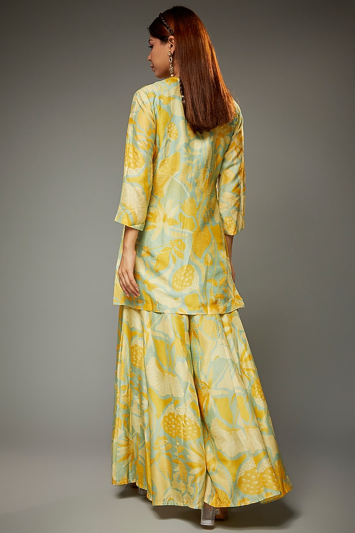 Yellow Floral Printed Wedding Sharara Set by Archana Shah at Pernia's Pop Up Shop
