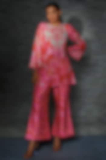 Pink Bemberg Silk Embroidered Kurta Set by Archana Shah