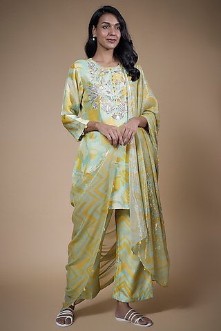 Buy Embroidered Short Kurta With Printed Pants by Designer ARCHANA SHAH  Online at