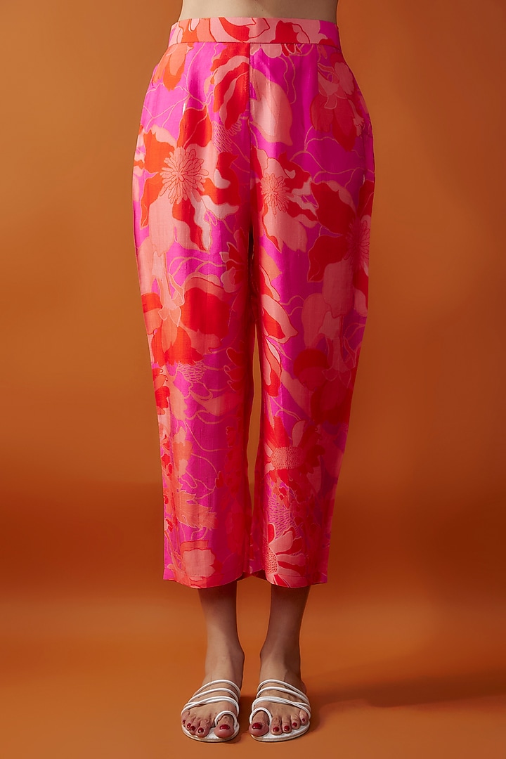 Fuchsia Bemberg Silk Kurta Set by Archana Shah at Pernia's Pop Up Shop