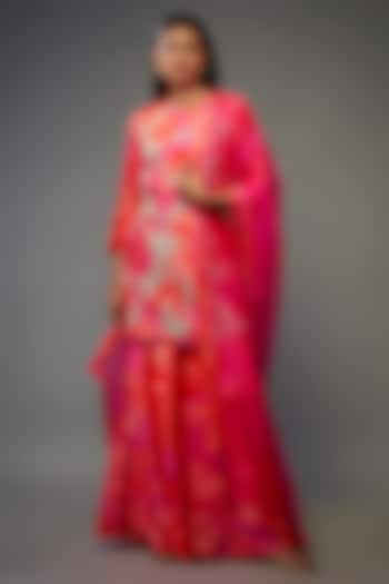Pink Bemberg Silk Digital Printed Wedding Sharara Set by Archana Shah at Pernia's Pop Up Shop