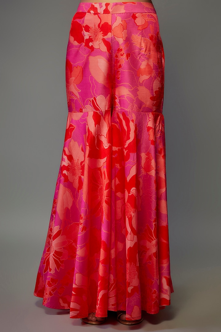 Pink Bemberg Silk Digital Printed Wedding Sharara Set by Archana Shah at Pernia's Pop Up Shop