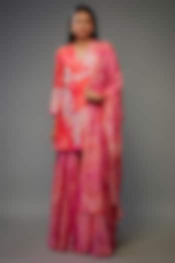 Tangerine Bemberg Silk Digital Printed Wedding Sharara Set by Archana Shah at Pernia's Pop Up Shop