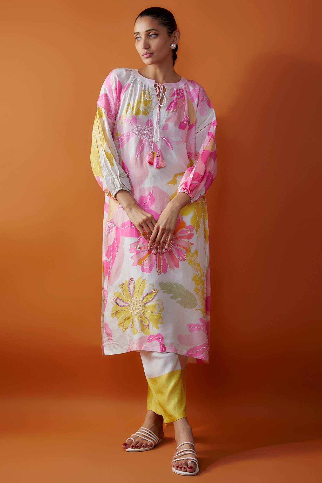 Buy Multi Color Cotton Silk Round Striped Kurta For Women by Dhaari Online  at Aza Fashions.