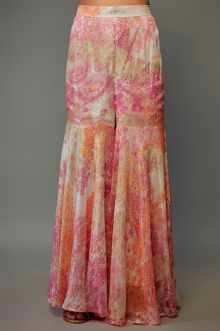 Ivory Bemberg Silk Digital Printed Wedding Sharara Set by Archana Shah at Pernia's Pop Up Shop