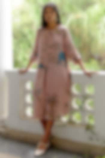 Rose Satin Silk Hand Painted Cocktail Dress by Archana Jaju at Pernia's Pop Up Shop