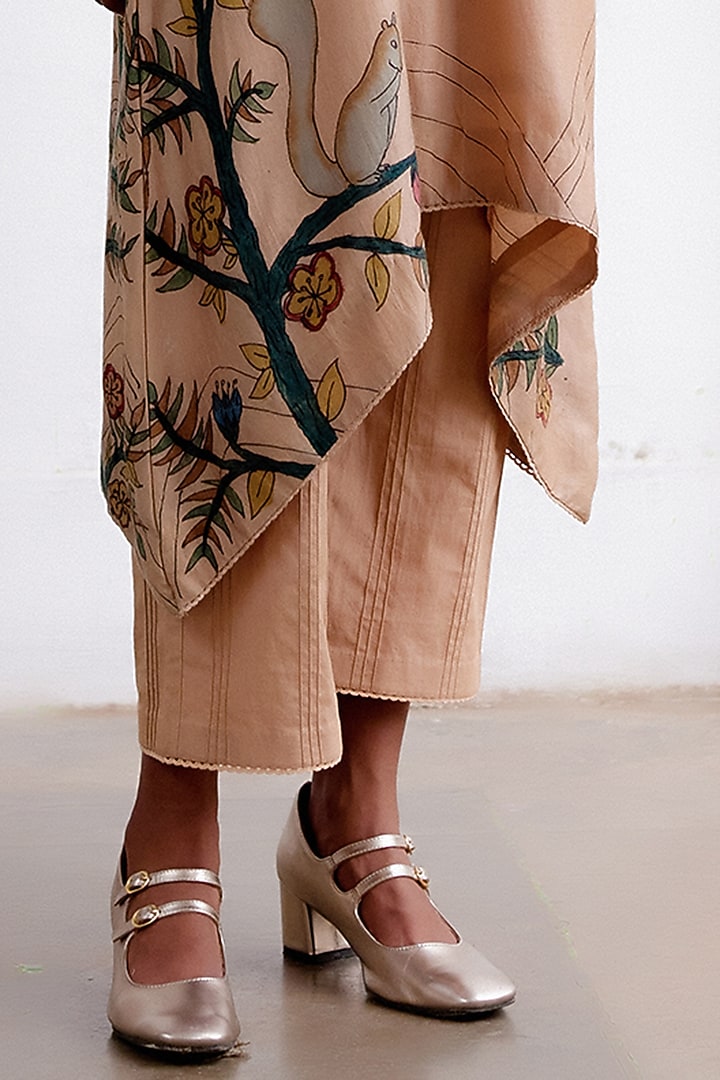 Almond Handspun Cotton Hand-Painted Kurta Set by Archana Jaju at Pernia's Pop Up Shop
