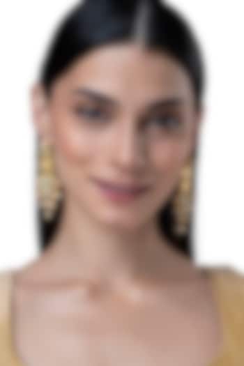 Gold Finish Motif & Kundan Polki Dangler Earrings by AAKARSHA BY AJAY at Pernia's Pop Up Shop