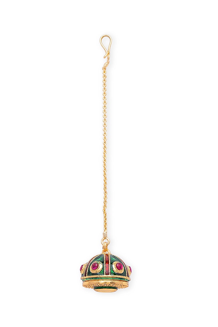 Gold Finish Kundan Polki & White Stone Round Borla by AAKARSHA BY AJAY at Pernia's Pop Up Shop