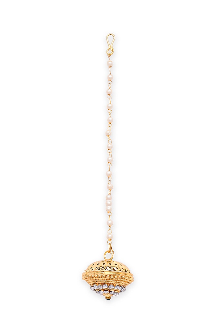 Gold Finish Kundan Polki & Motif Round Borla by AAKARSHA BY AJAY at Pernia's Pop Up Shop