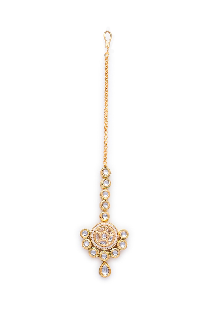Gold Finish Kundan Polki & Motif Round Borla by AAKARSHA BY AJAY at Pernia's Pop Up Shop