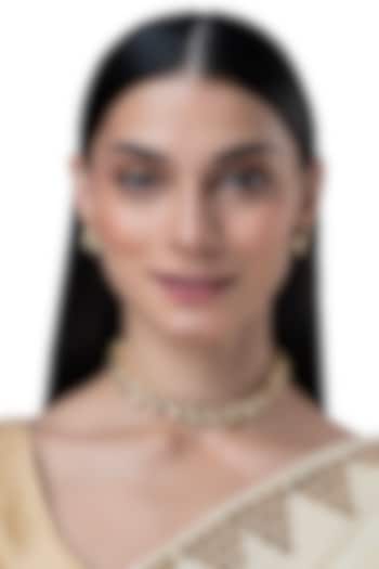 Gold Finish Kundan Polki & Multi-Colored Stone Necklace Set by AAKARSHA BY AJAY at Pernia's Pop Up Shop