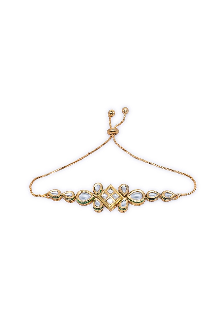 Gold Finish Kundan Polki Bracelet by AAKARSHA BY AJAY at Pernia's Pop Up Shop