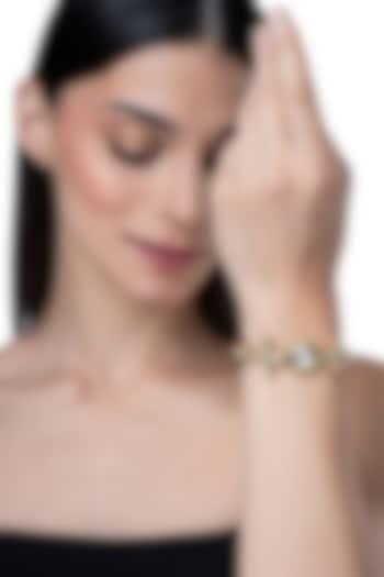 Gold Finish Kundan Polki Floral Bracelet by AAKARSHA BY AJAY at Pernia's Pop Up Shop