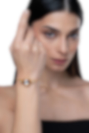 Gold Finish Kundan Polki & Red Stone Bracelet by AAKARSHA BY AJAY at Pernia's Pop Up Shop