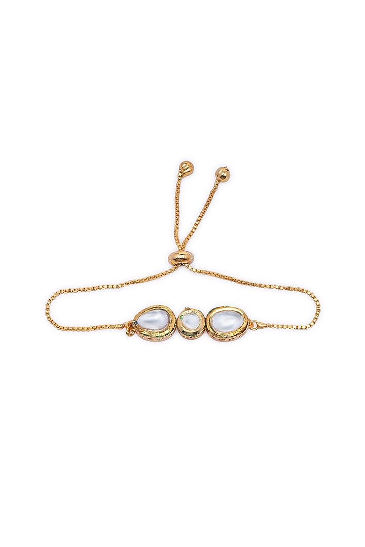 Gold Finish Kundan Polki Bracelet by AAKARSHA BY AJAY at Pernia's Pop Up Shop