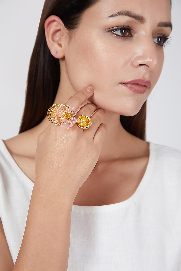 Gold Finish Floral Ring by Aadikara