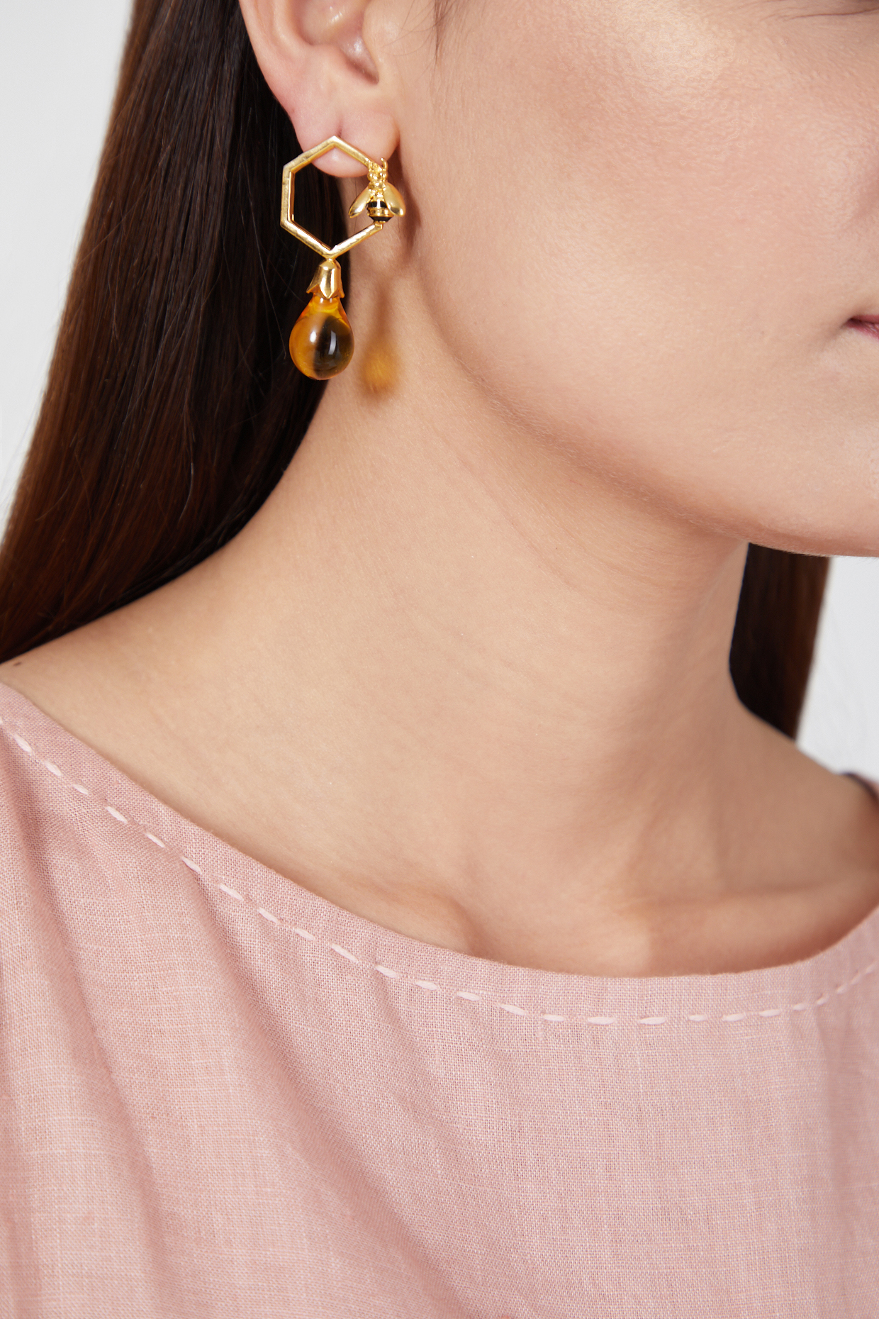 Gold Finish Honey Drop Earrings by Aadikara at Pernia s Pop Up Shop