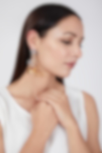 White Finish Rangoon Yellow Earrings by Aadikara at Pernia's Pop Up Shop