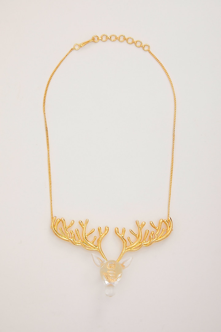 Gold Finish Mrignayani Neckpiece by Aadikara at Pernia's Pop Up Shop