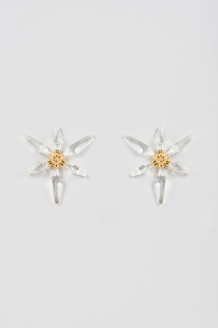 Gold Finish Stud Earrings by Aadikara at Pernia's Pop Up Shop