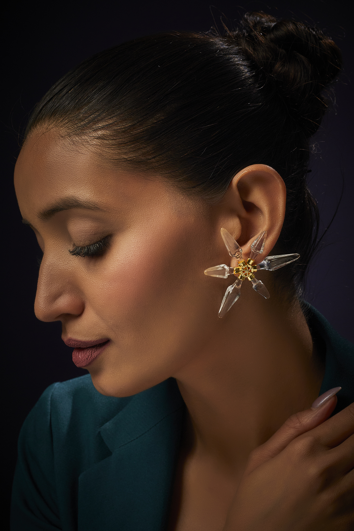 Gold Finish Stud Earrings by Aadikara at Pernia's Pop Up Shop