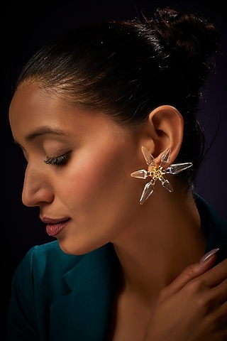 Gold Finish Stud Earrings by Aadikara