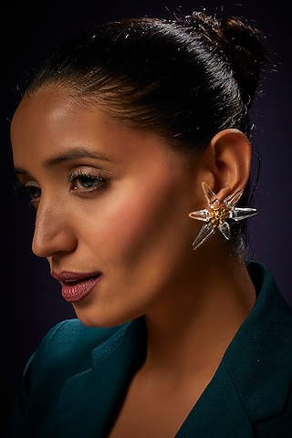 Gold Finish Stud Earrings by Aadikara