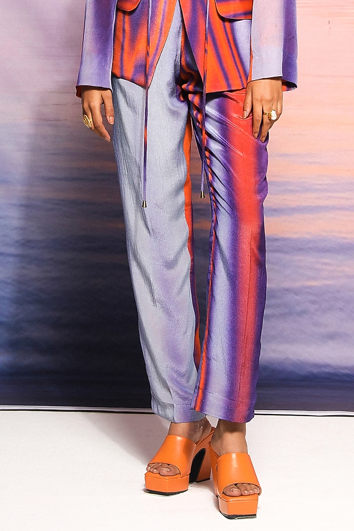 Lavender & Orange Cupro Crepe Blazer Set by Ananya Agrawal Label at Pernia's Pop Up Shop