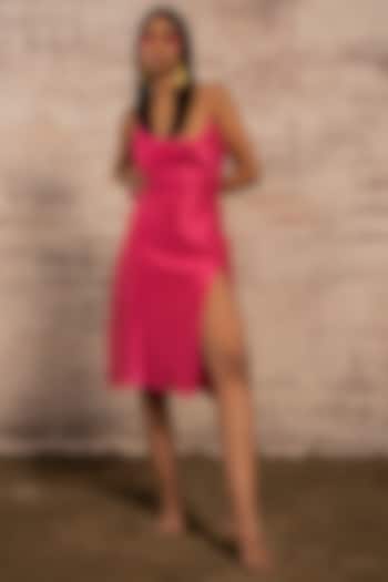 Pink Chanderi Slip Summer Dress by Ananya Agrawal Label at Pernia's Pop Up Shop