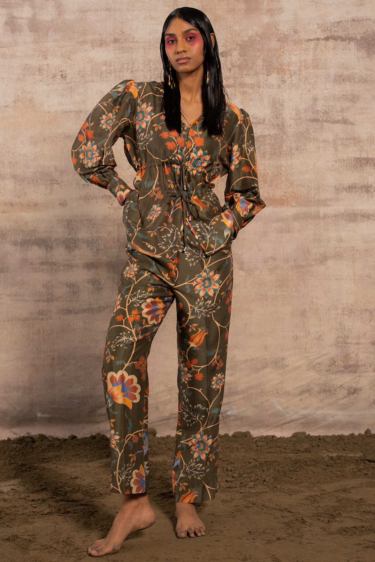 Blue Foil Printed Chanderi Co-ord Set