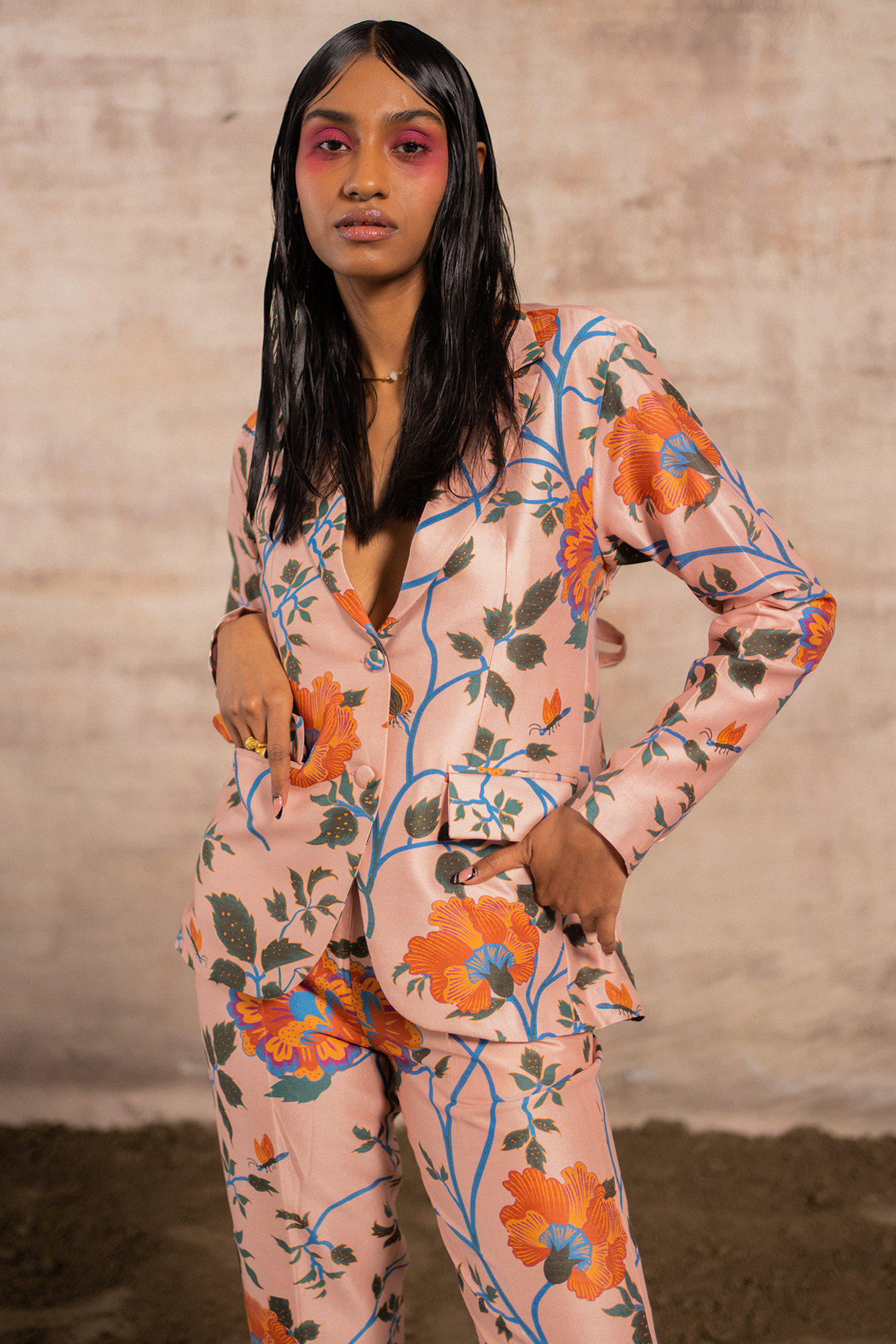 Zara printed cheap blazer with belt