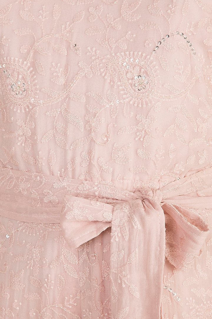Pink Embellished Romper With Belt by Aarti Mahtani at Pernia's Pop Up Shop