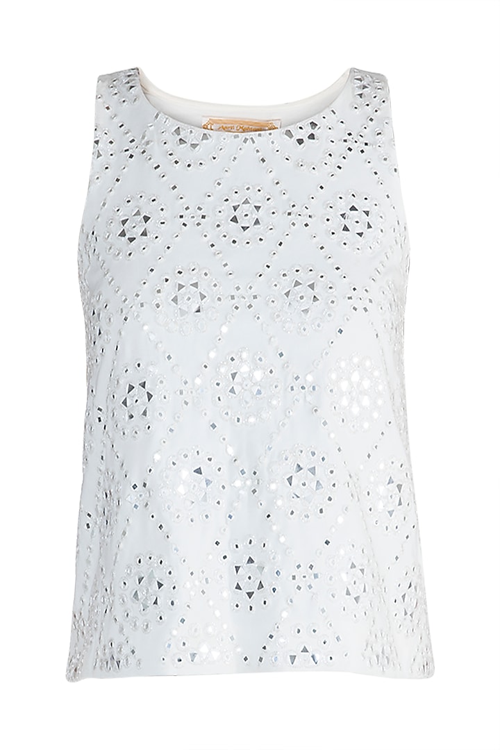 Ivory Embellished Top Design by Aarti Mahtani at Pernia's Pop Up Shop 2023