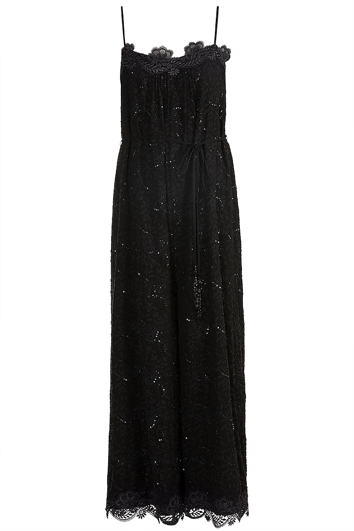 Black Embellished Jumpsuit With Belt Design by Aarti Mahtani at Pernia ...