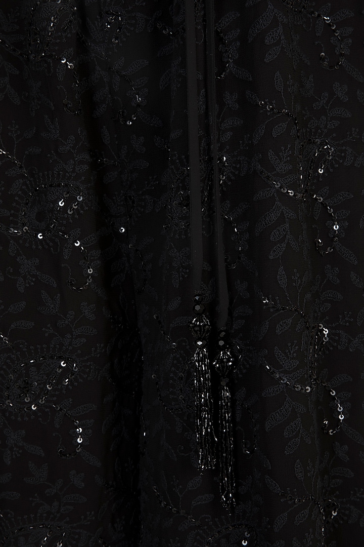 Black Embellished Jumpsuit With Belt by Aarti Mahtani at Pernia's Pop Up Shop