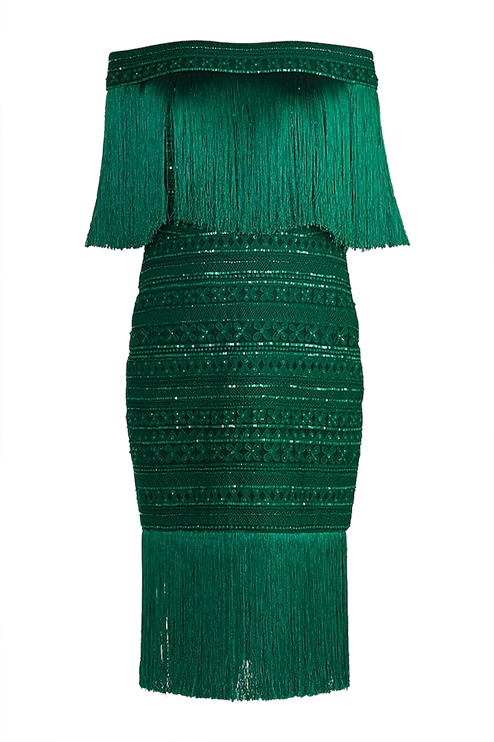 Emerald Green Embellished Dress by Aarti Mahtani