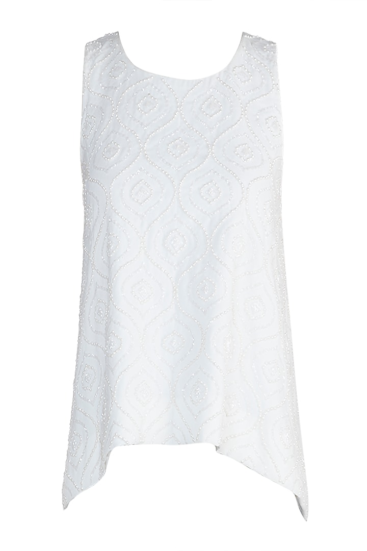 Ivory Embellished Swing Top by Aarti Mahtani
