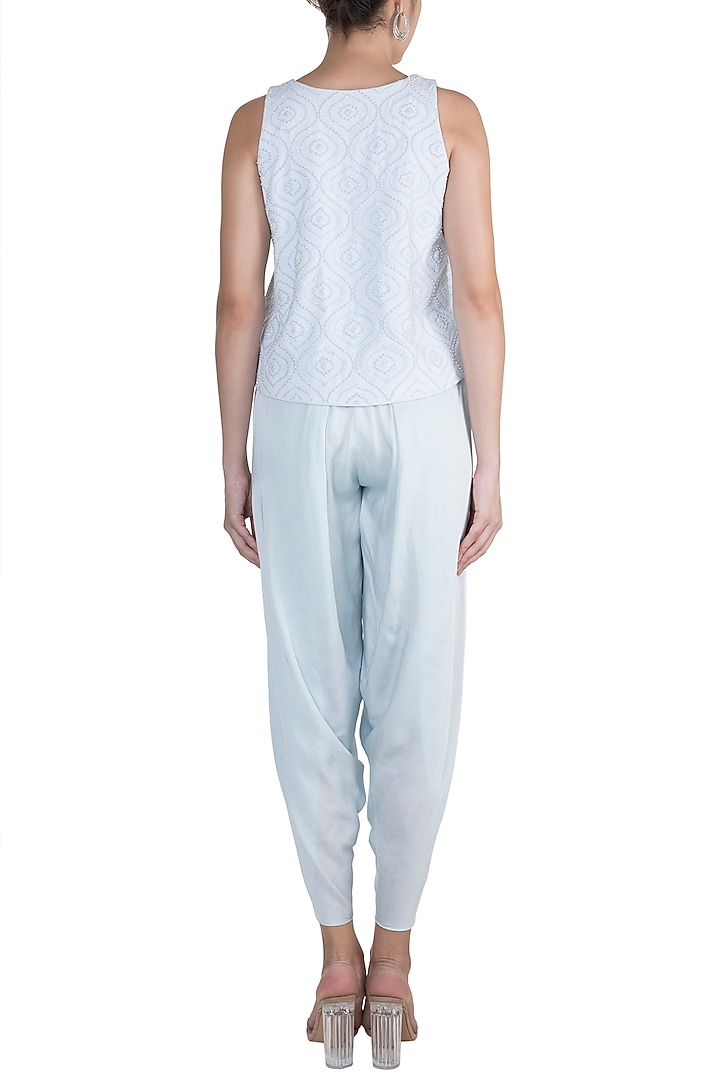 Blue Embellished Swing Top by Aarti Mahtani at Pernia's Pop Up Shop