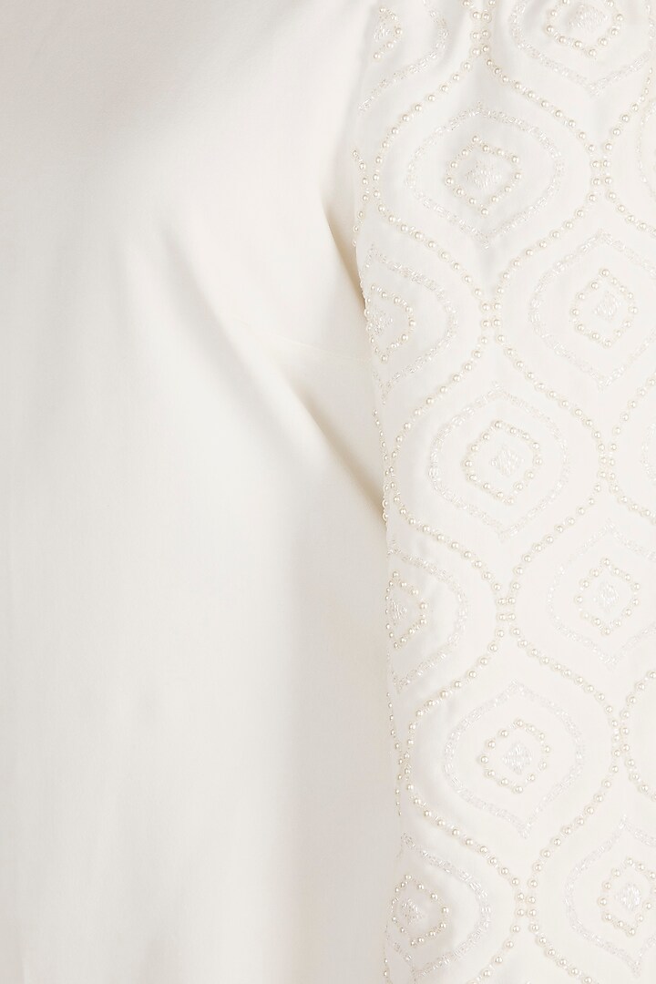 Ivory Embellished Off Shoulder Vacation Dress by Aarti Mahtani at Pernia's Pop Up Shop