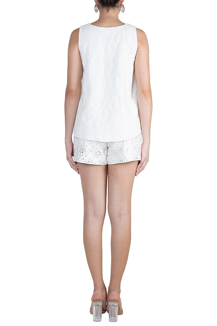 Ivory Embellished Shorts by Aarti Mahtani at Pernia's Pop Up Shop